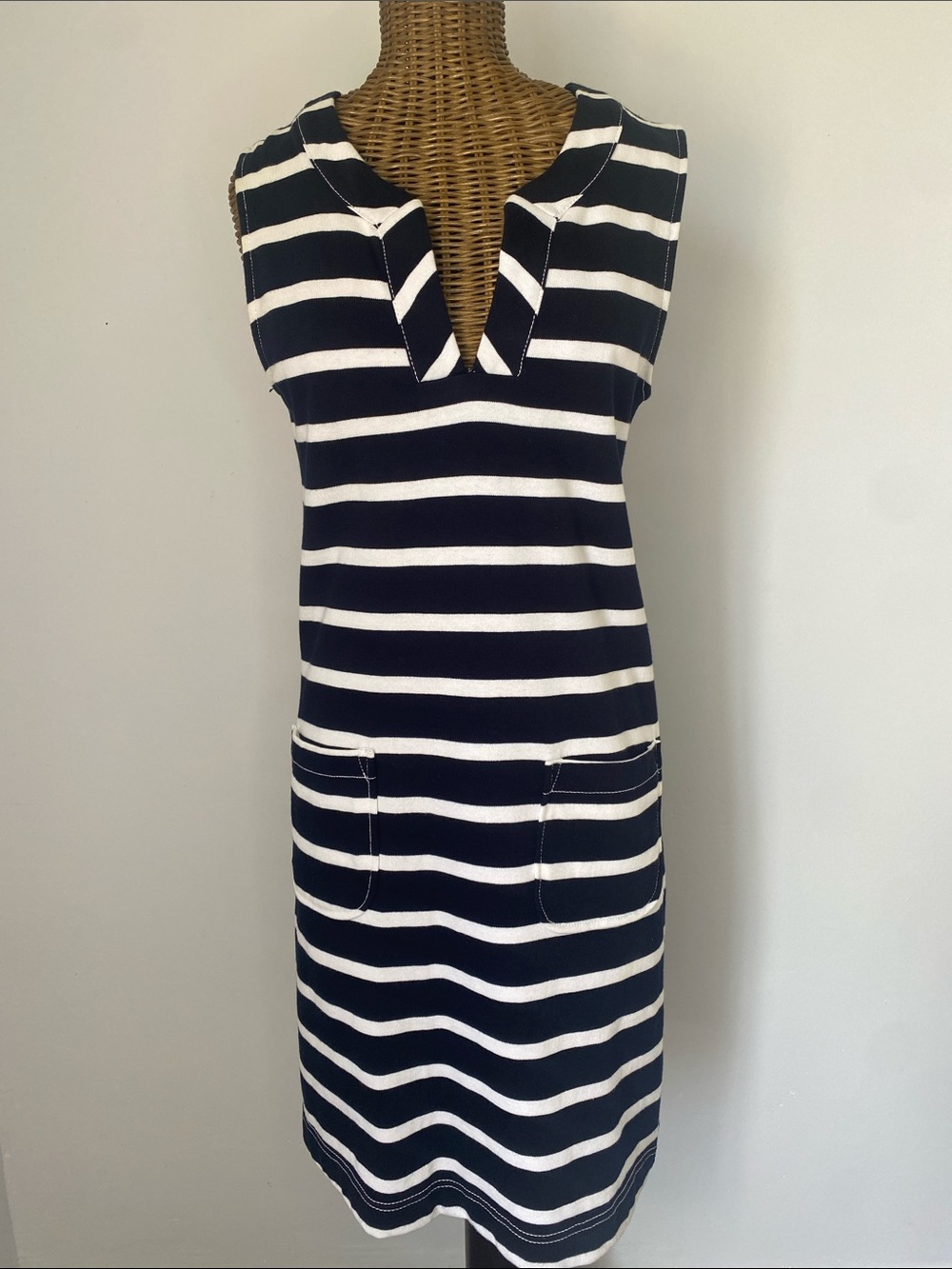 Philosophy Navy and White Striped Sleeveless Shift Dress
